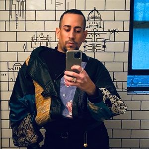 Leather  jacket fabric patchwork